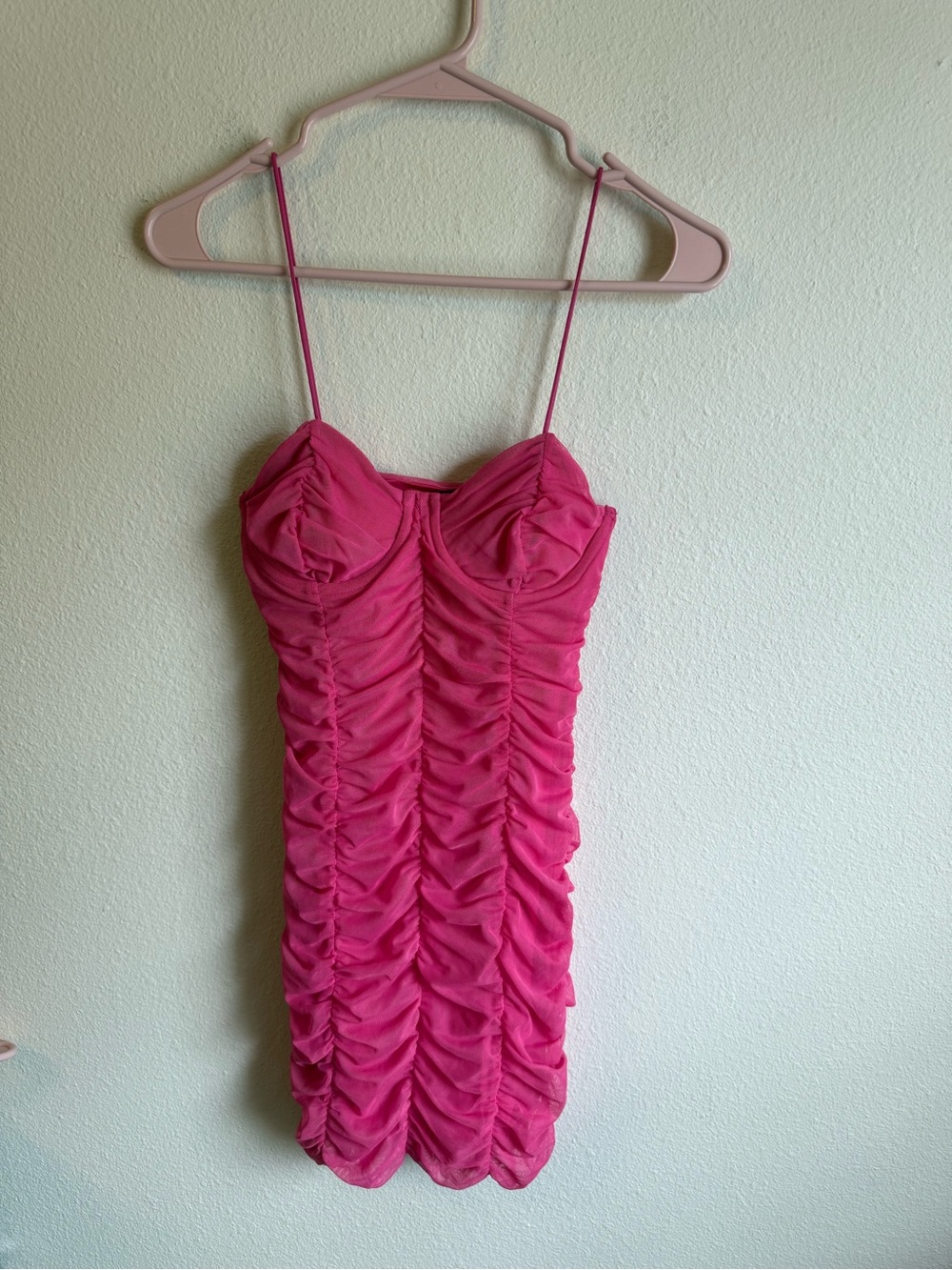 Zara Ruched Pink Mini Dress